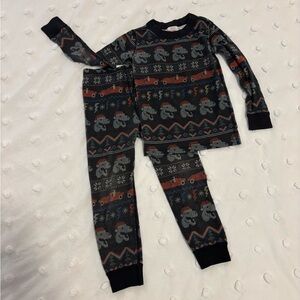 Hanna Andersson 4T Festive Dinosaur Race Car Christmas Pajama Set